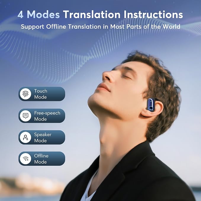168 Languages AI Translation Earbuds, 4-in-1 Smart Mode Touch Screen Real-Time - Image 6
