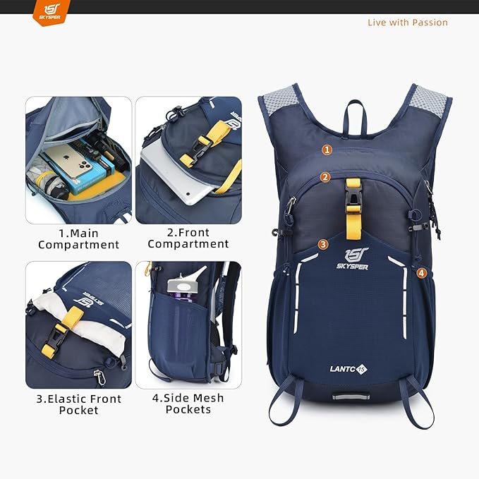 SKYSPER Small Hiking Backpack - 15L Travel Daypack Lightweight Bag Water - Image 3