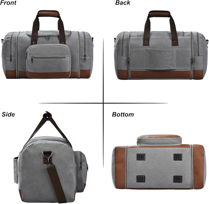 Litvyak Duffle Bag for Travel, 50L Canvas Travel Duffel Bags Overnight Weekend - Image 3