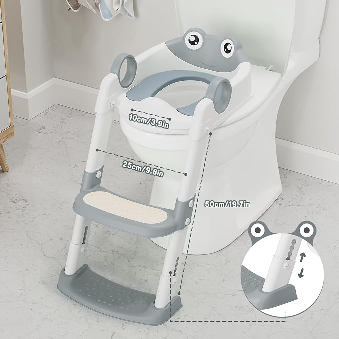 Potty Training Seat with Step Stool Ladder, Toddler Toilet Seat with PU Cushion - Image 2