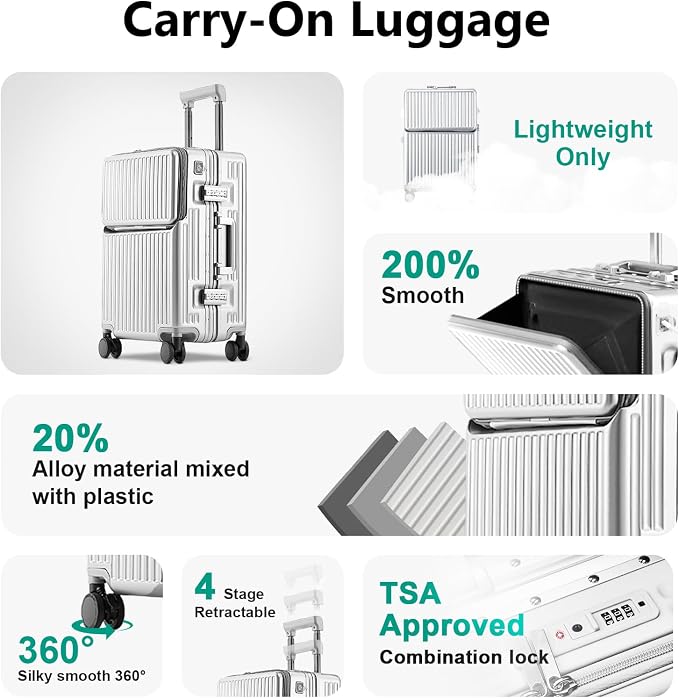 Hard Shell Luggage 24 Inch Travel Luggage, Carry-On Luggage Spinner TSA - Image 4