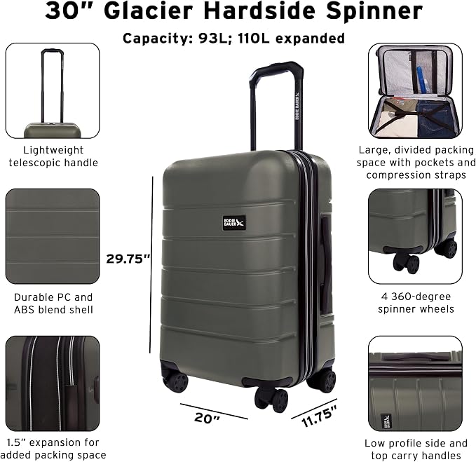 Eddie Bauer Glacier Checked 30" Luggage | Hardside | Spinner Wheels | - Image 2