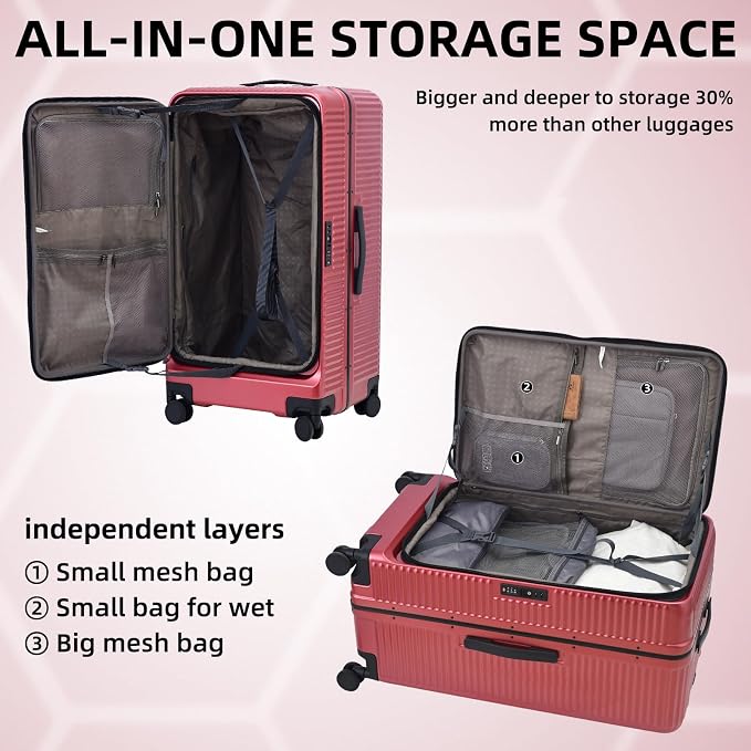 2 pieces 20/29 Aluminum Frame Carry On and Checked Luggage Set - Image 5