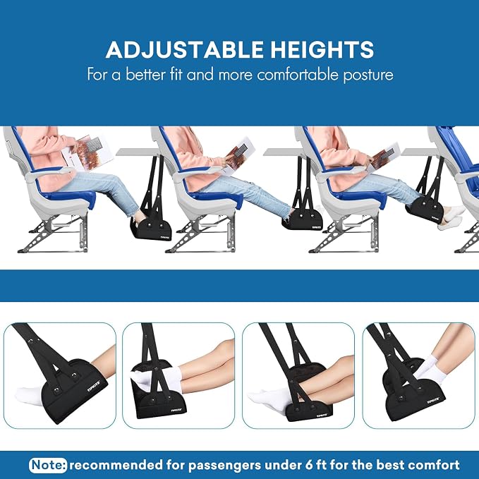 Airplane Footrest Made with Premium Memory Foam, Portable Foot Hammock with - Image 5
