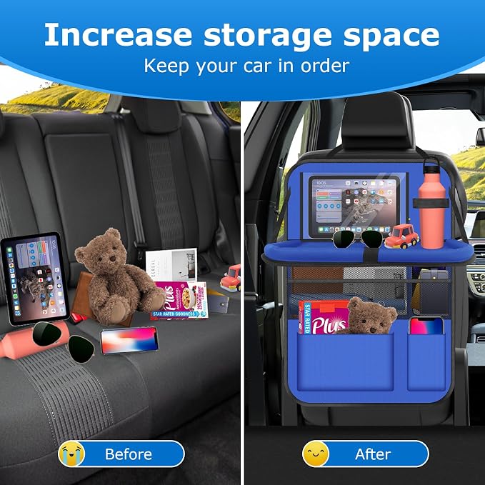 Car Backseat Organizer with tableTray & 9 Storage Pockets - Image 4
