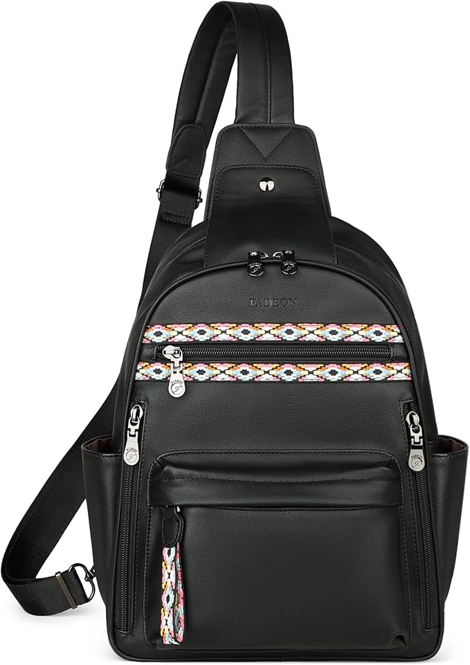FADEON Large Sling Bag for Women, Leather Crossbody Purse Designer Anti Theft - Image 9