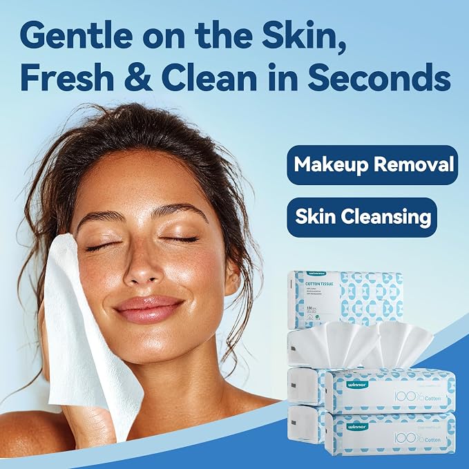 Winner Cotton Face Towels, 100% USDA Biobased Facial Towelettes, Disposable - Image 4