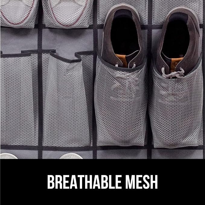 GORILLA GRIP Over the Door Shoe Organizer, 35 Large Breathable Mesh Pockets - Image 5