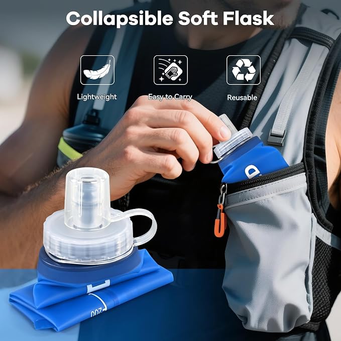 500ml Soft Flask 2Pack, TPU Collapsible Soft Water Bottle, 17oz Foldable TPU - Image 3