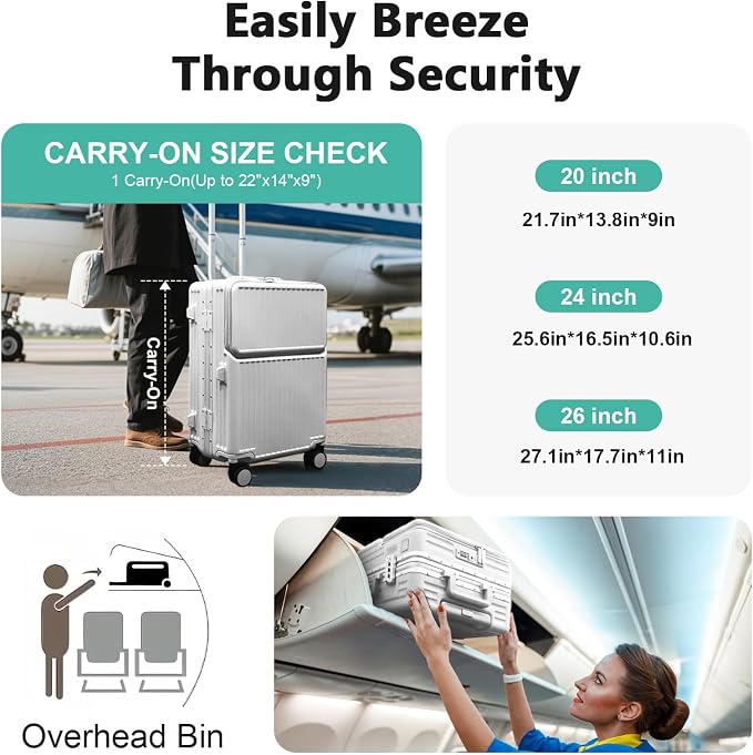 Hard Shell Luggage 24 Inch Travel Luggage, Carry-On Luggage Spinner TSA - Image 6
