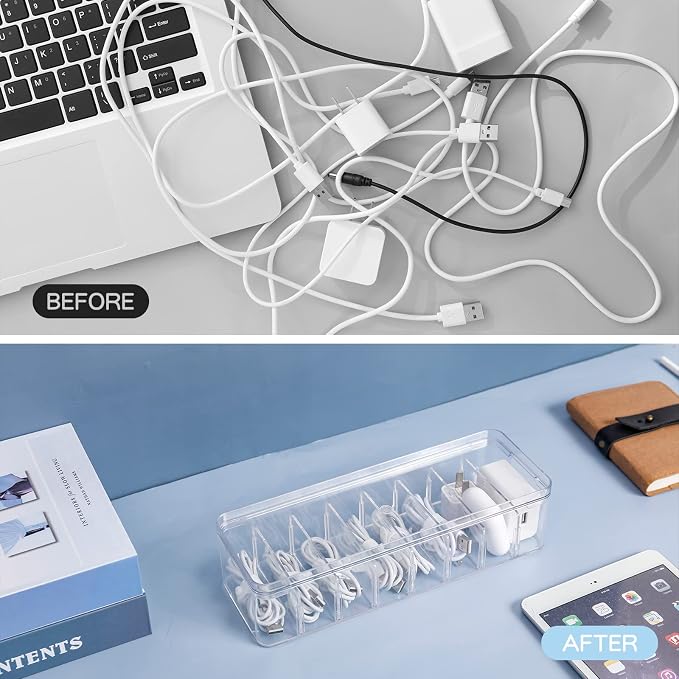 Yesesion Clear Plastic Cable Organizer Box - Image 3
