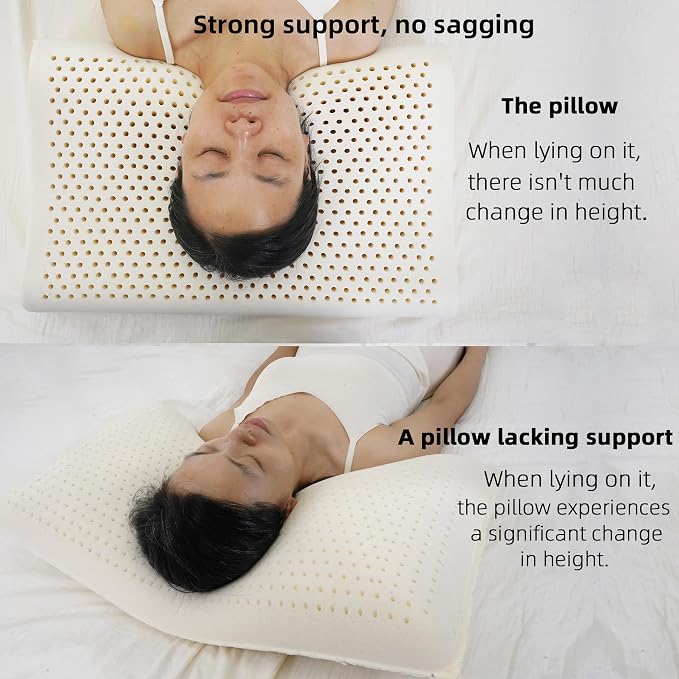 Natural Latex Pillows for Adults, Thick Cervical Neck Contour Sleeping Pillow - Image 5