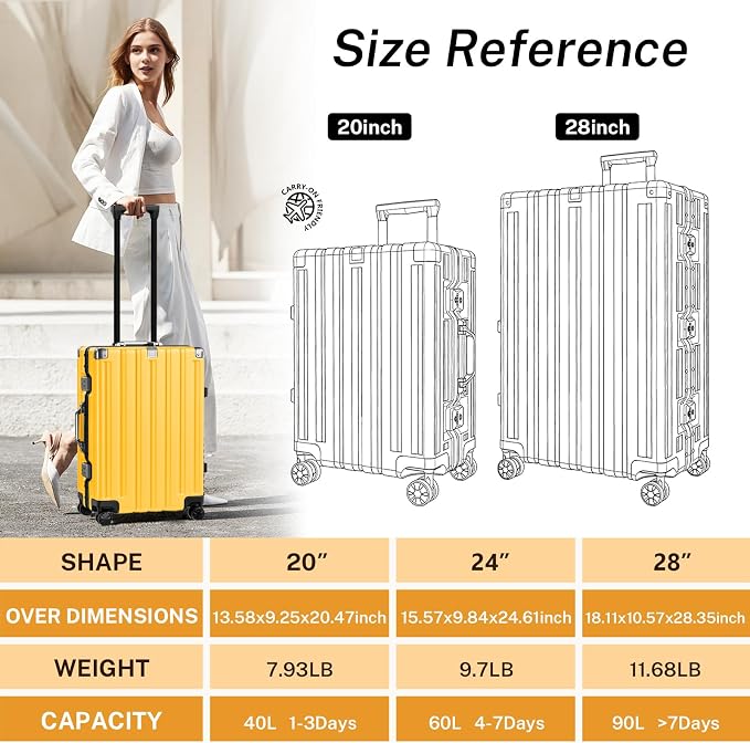 Krute Luggage 24 Inch Aluminum Frame Zipperless Suitcase - Image 3