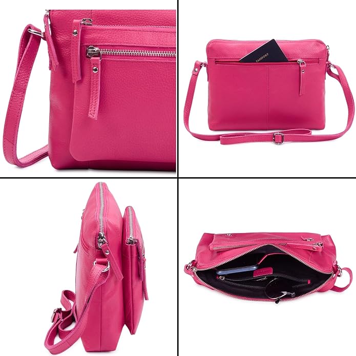 Wise Owl Accessories Small Soft Pebbled Real Leather Crossbody Handbags Purses - Image 5