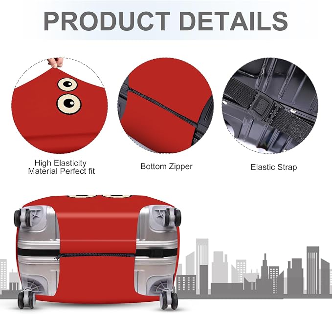 ANNA QUEEN Funny Cartoon Eyes Luggage Cover, Travel Suitcase Cover - Image 3