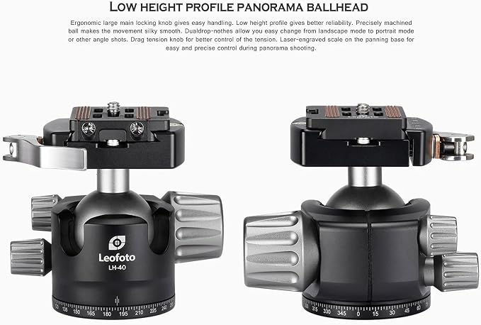 Leofoto Professional Camera Tripod, 4 Leg Sections, 360° Ball Head, Max Load - Image 4