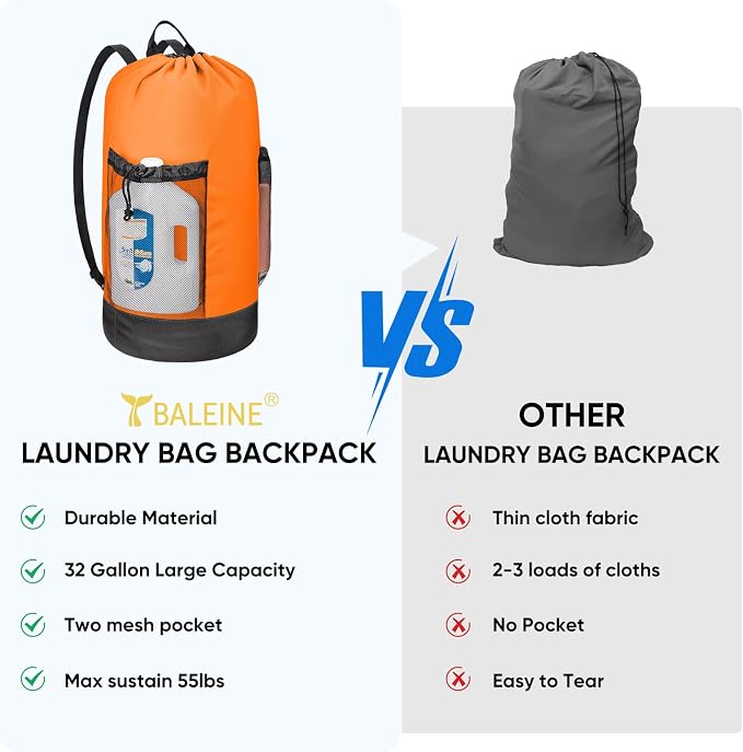 BALEINE 120L Laundry Bag Backpack, 900D Oxford Fabric Large Travel Laundry Bags - Image 5