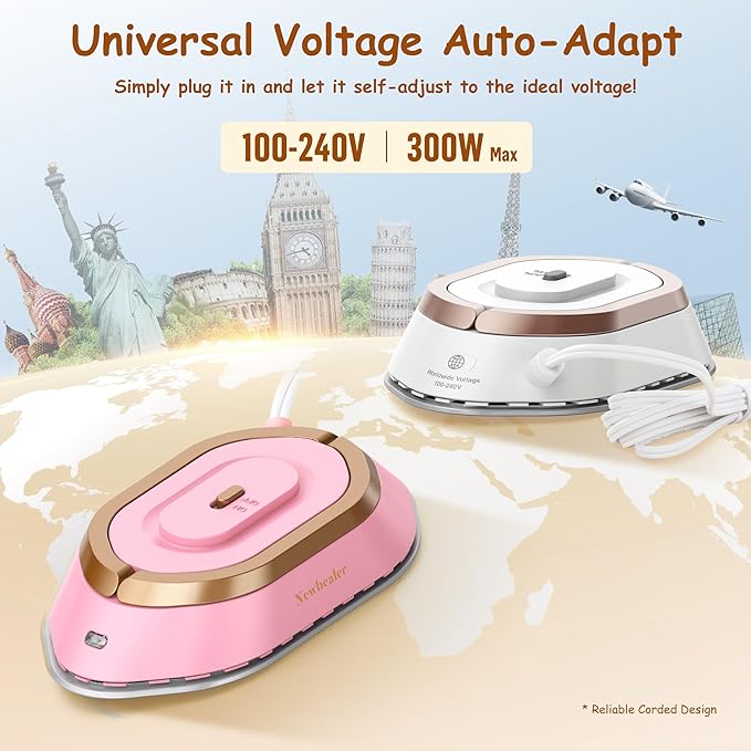 Newbealer Travel Iron with Dual Voltage - 120V/220V Lightweight Dry Iron - Image 3