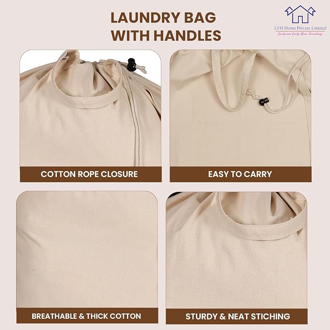 LFH Home Cotton Canvas Extra Large Laundry Bag - Image 3