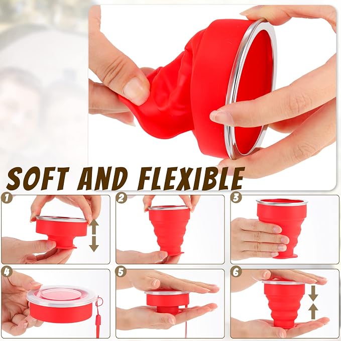 12 Pcs Silicone Collapsible Cup 7.04 oz Folding Camping Travel Collapsible - Image 3