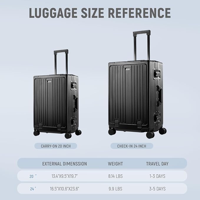 UrbanExplorer 20 Inch Carry On Luggage TSA Approved, Aluminum Frame Zipperless - Image 2