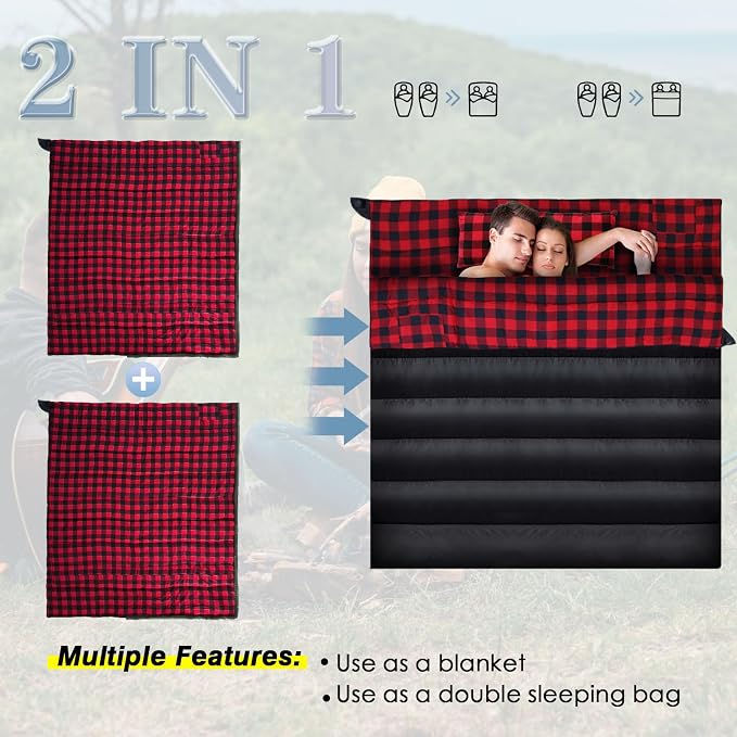 0 Degree Sleeping Bag Cotton Flannel Winter Cold Weather - Image 5