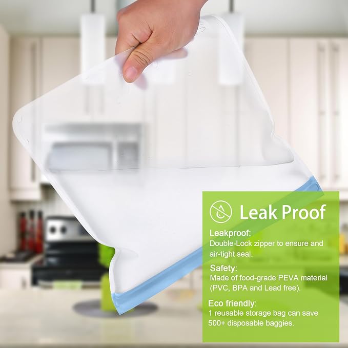 SPLF 9 Pack Reusable Gallon Freezer Bags Dishwasher Safe, BPA Free 1 gallon - Image 3