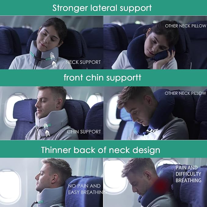GOLDORANGE Neck Pillows for Travel Memory Foam Airplane Pillow Neck Head - Image 5
