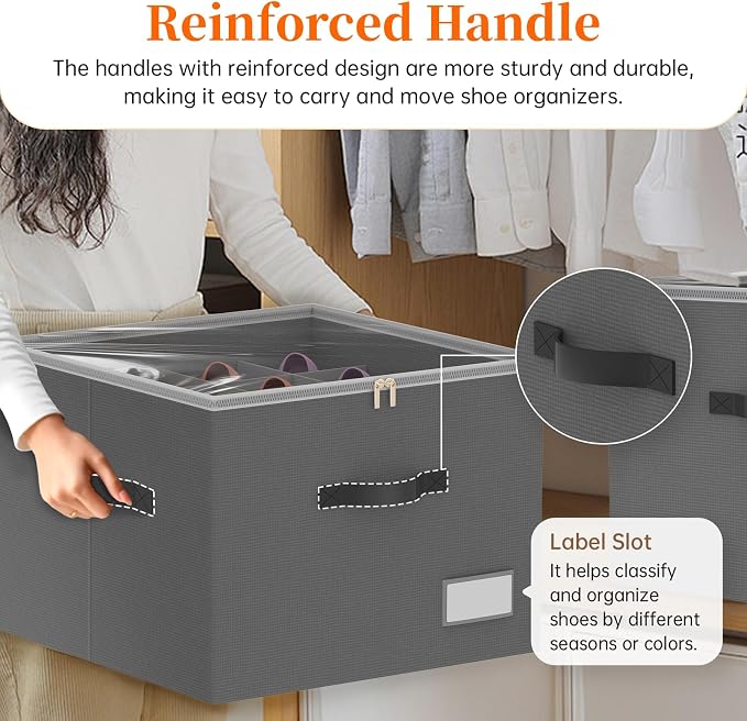 Shoe Organizer for Closet, Foldable Shoe Storage Containers, Fits up to 16 Pairs - Image 5