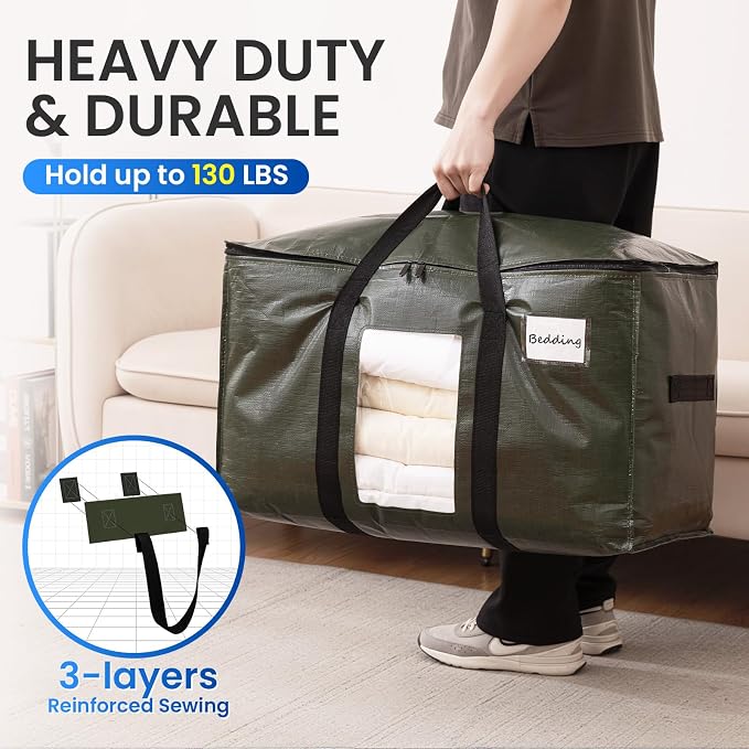 TAILI 10 Pack Green Extra Large Storage Bags, Heavy Duty Totes - Image 4