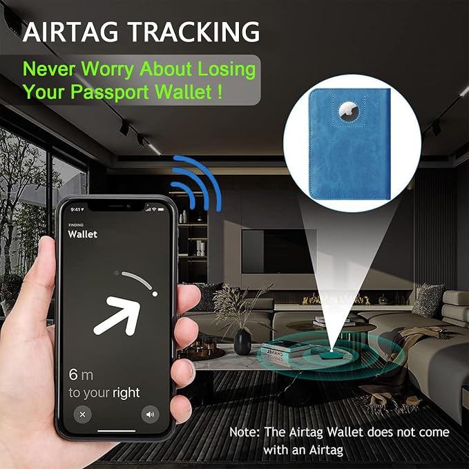 Airtag Passport Holder Cover Wallet Travel Essentials RFID Blocking Leather - Image 6