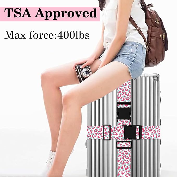 Pink Leopard Luggage Straps for Suitcases TSA Approved, Luggage Identifiers for - Image 5