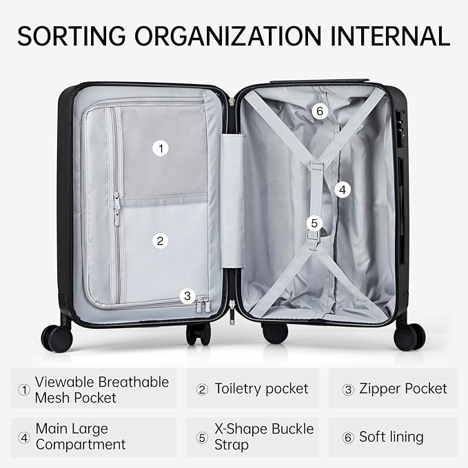 MILADA Hard Case Luggage, 24 Inch Luggage - Image 6