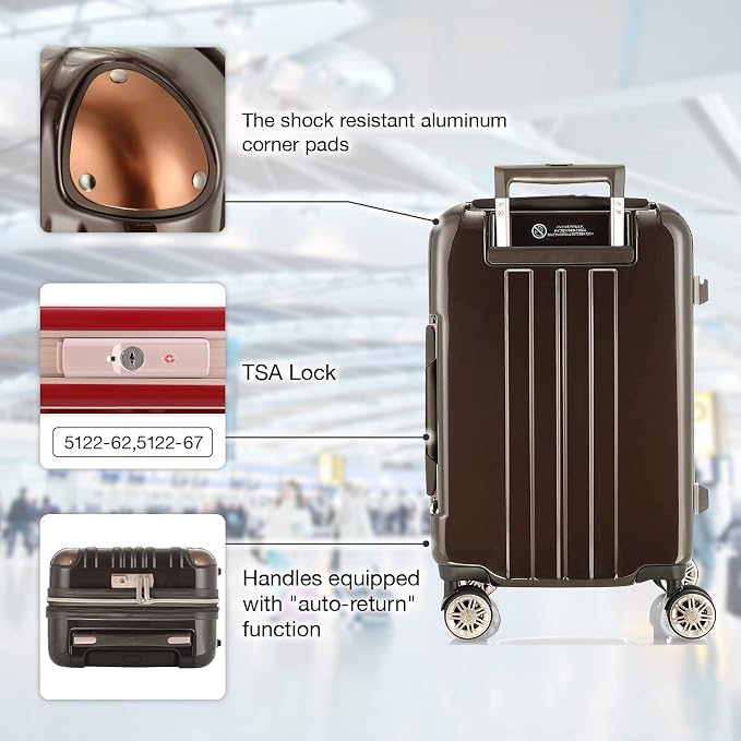 LEGEND WALKER Aluminum Frame Hardside Luggage, Checked-medium Suitcase - Image 3