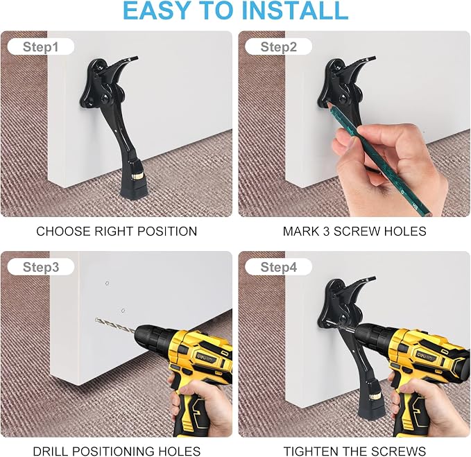 2 Packs Heavy Duty Kickdown Door Stopper, One Touch Adjustable Kickdown Door - Image 6