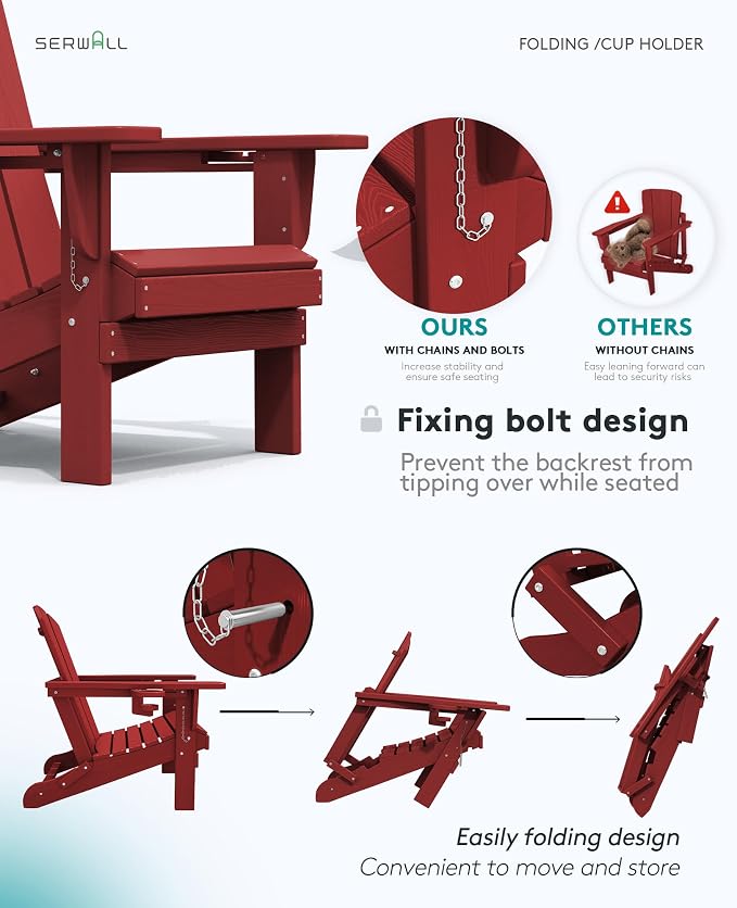 SERWALL Adirondack Chair with Cup Holders - Image 8