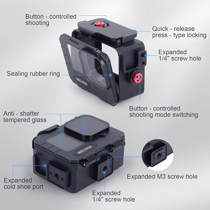 Aluminum Waterproof Case for GoPro HERO13 Black HERO12 HERO11 HERO10 HERO9 - Image 5