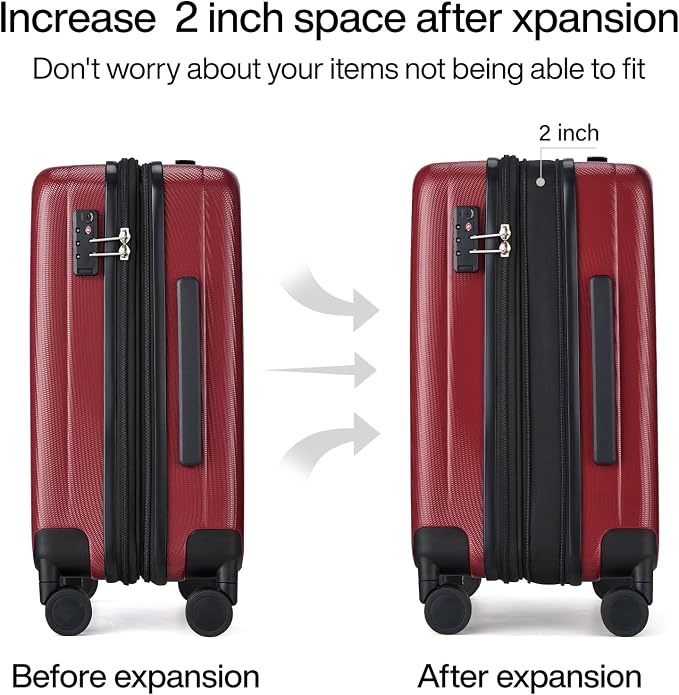 Hanke 20 Inch Expandable Carry on Luggage 22x14x9 Airline Approved Lightweight - Image 3