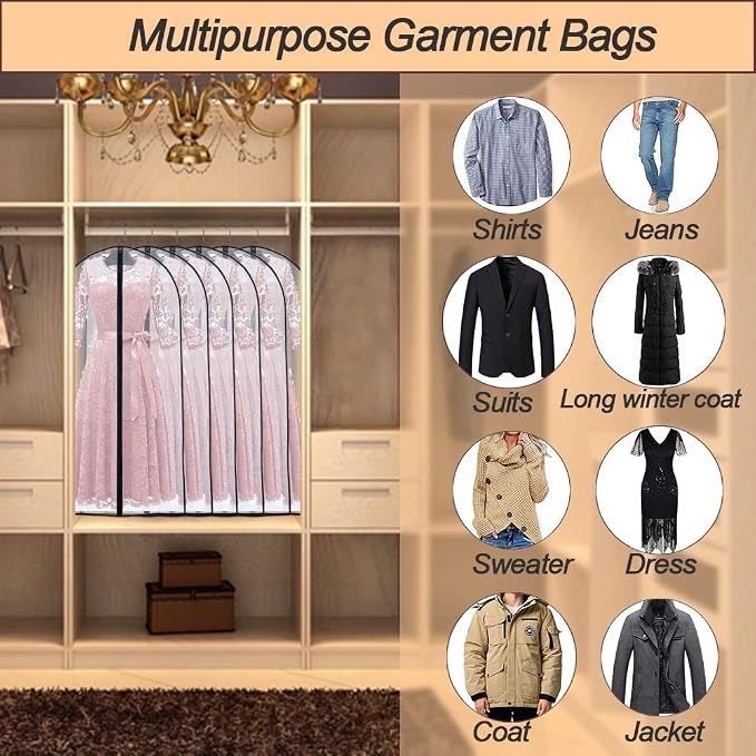 Garment Bags for Hanging Clothes 24'' x 60'' Coat Covers for Closet Foldable - Image 4