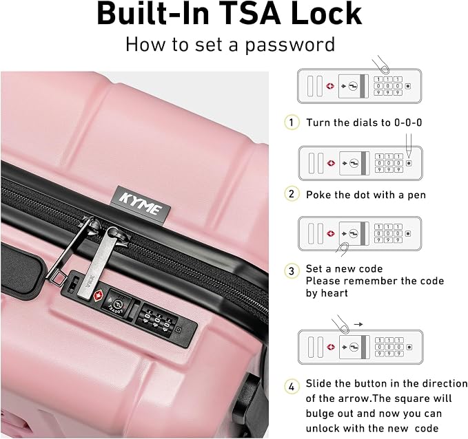 KYME Pink Hardside Expandable Carry On Luggage 22x14x9 Airline Approved 20 Inch - Image 8