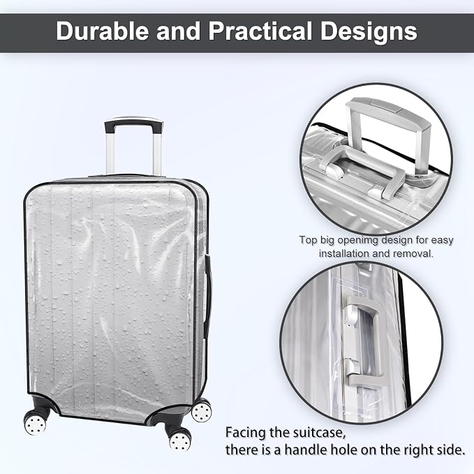 Suitcase Cover for 20" Luggage TSA Approved Clear PVC Thickened Protective - Image 3