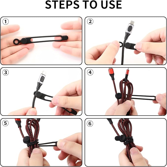 Silicone Cable Straps, Reusable Cable Ties，Travel Cord Organizer，Wire Organizer - Image 5