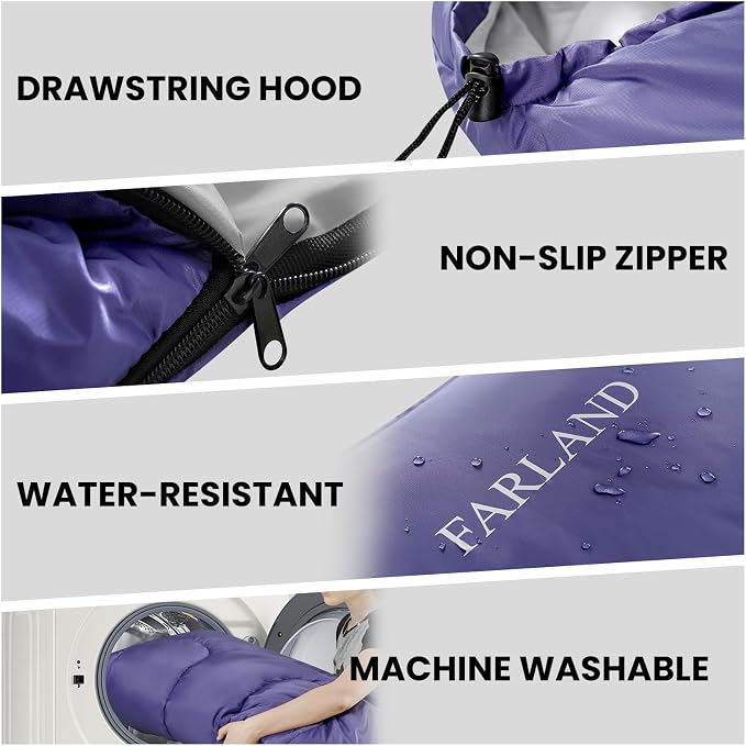 FARLAND Sleeping Bags 30℉ for Adults Teens Kids - Image 6