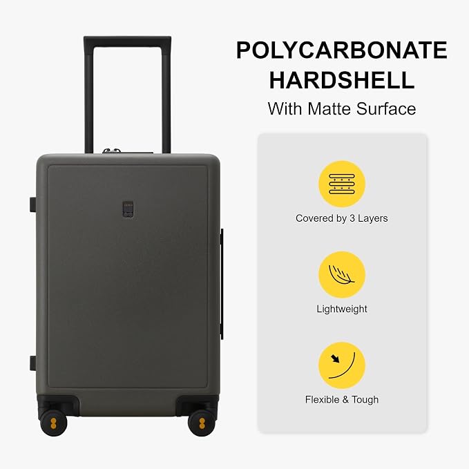 LEVEL8 Elegance Checked Luggage, 24 Inch Hardside Suitcase, Lightweight Matte - Image 3
