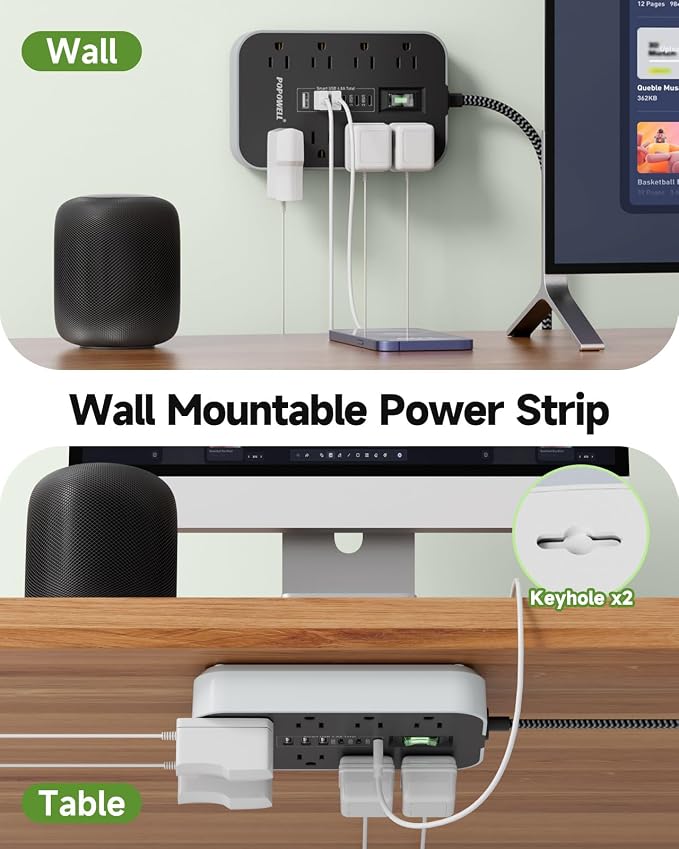 Appliance Power Strip- 14 Guage Heavy Duty Extension Cord, 8 AC Outlet& 6 USB - Image 9