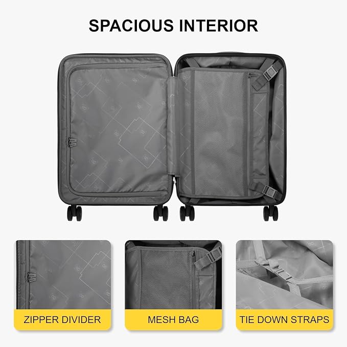 LEVEL8 Grace Carry on Luggage 22x14x9 Airline Approved, 20 Inch Hard Shell - Image 7