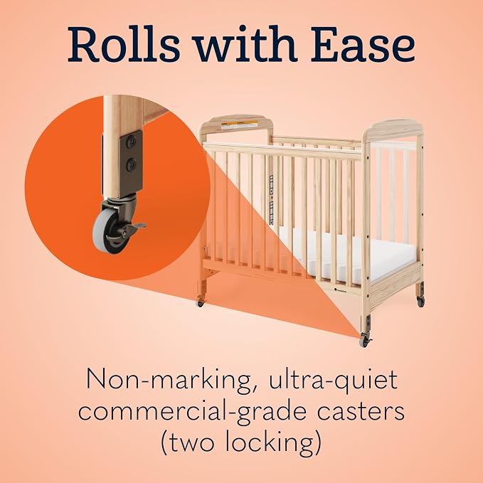 Foundations Serenity Compact Clearview Daycare Crib, Fixed Side, Durable Wood - Image 8