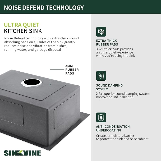 25-Inch Drop-In Kitchen Sink, SINKVINE 25" x 22" Stainless Steel Indoor and - Image 7