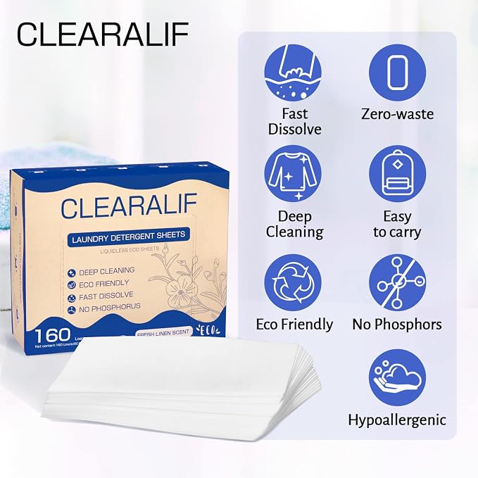CLEARALIF Laundry Detergent Sheets Up to 160 Loads, Fresh Linen - Image 5