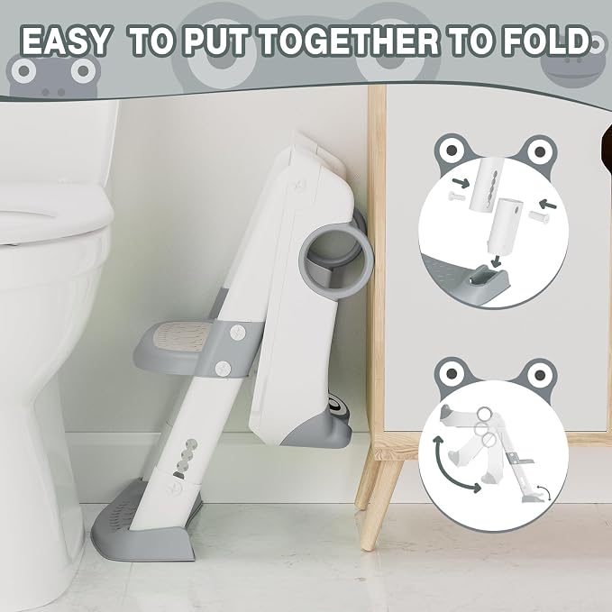 Potty Training Seat with Step Stool Ladder, Toddler Toilet Seat with PU Cushion - Image 7